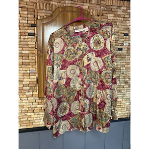 Vintage The Lingerie Collection 100% Silk Long Sleeve Floral Button Blouse Sz M